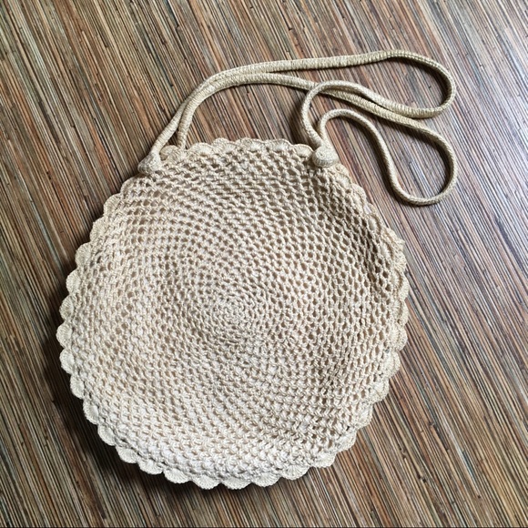 Handmade Handbag Crochet Lined Shoulder Bag 13” - Picture 4 of 10